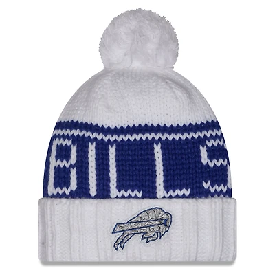 Women's New Era White Buffalo Bills Rivalries Collection Cuffed Knit Hat with Pom