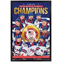 Men's USA Hockey 2026 Winter Olympics Gold Medal 22.375" x 34" Framed Poster