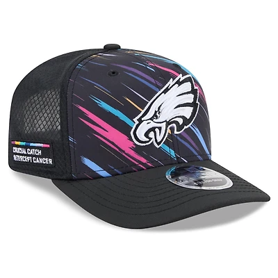 Youth New Era Black Philadelphia Eagles 2026 NFL Crucial Catch 9SEVENTY Adjustable Trucker Hat