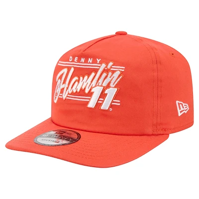 Men's New Era  Orange Denny Hamlin Driver Script 19TWENTY Adjustable Hat