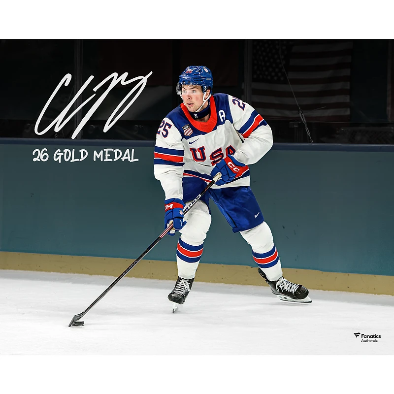 Charlie McAvoy Team USA Autographed 16" x 20" 2026 Winter Olympics Gold Medal Winner Photograph with "26 Gold Medal" Inscription