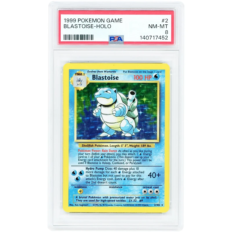 Blastoise 1999 Pokemon Game Holo Rare #2 PSA Authenticated 8 Card