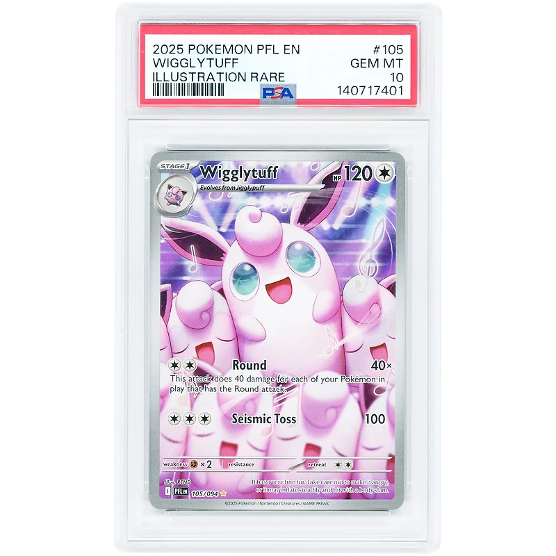 Wigglytuff 2025 Pokemon Phantasmal Flames Illustration Rare #105 PSA Authenticated 10 Card