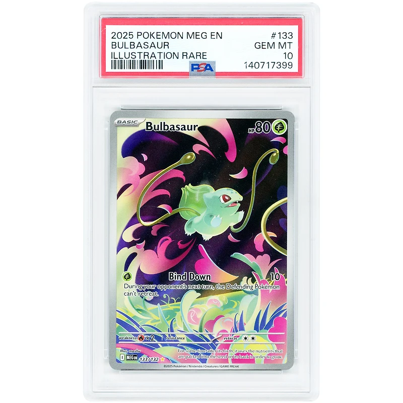 Bulbasaur 2025 Pokemon Mega Evolution Illustration Rare #133 PSA Authenticated 10 Card