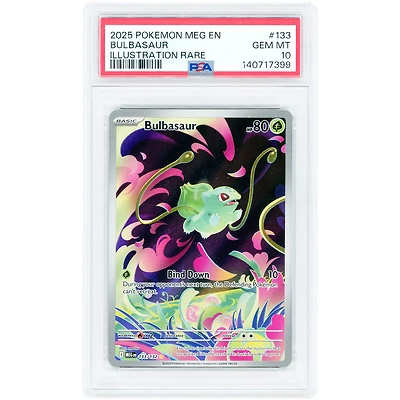 Bulbasaur 2025 Pokemon Mega Evolution Illustration Rare #133 PSA Authenticated 10 Card