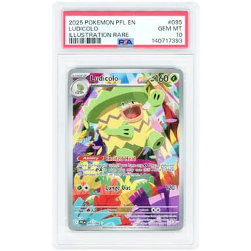 Ludicolo 2025 Pokemon Phantasmal Flames Illustration Rare #095 PSA Authenticated 10 Card