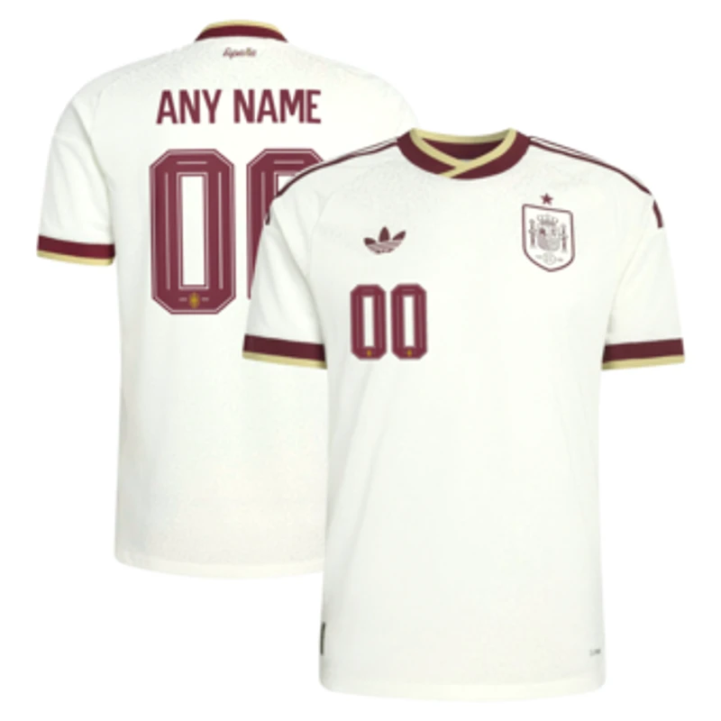 Men's adidas White Spain National Team 2026 Away On-Field Authentic Custom Jersey
