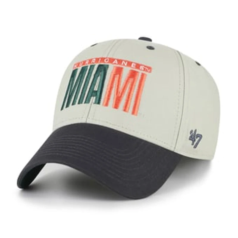 Unisex '47 Gray/Black Miami Hurricanes Half Block Text MVP Adjustable Hat