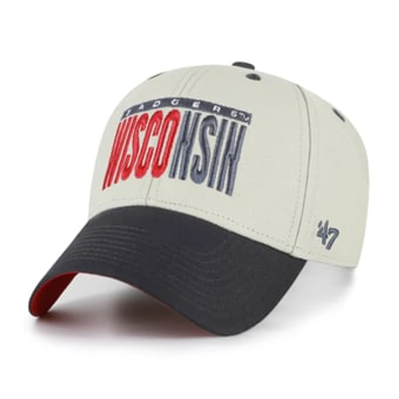 Unisex '47 Gray/Black Wisconsin Badgers Half Block Text MVP Adjustable Hat