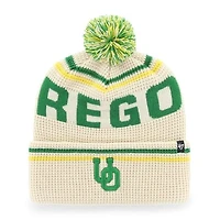 Unisex '47  Cream Oregon Ducks Quattrle Waffle Cuffed Knit Hat with Pom