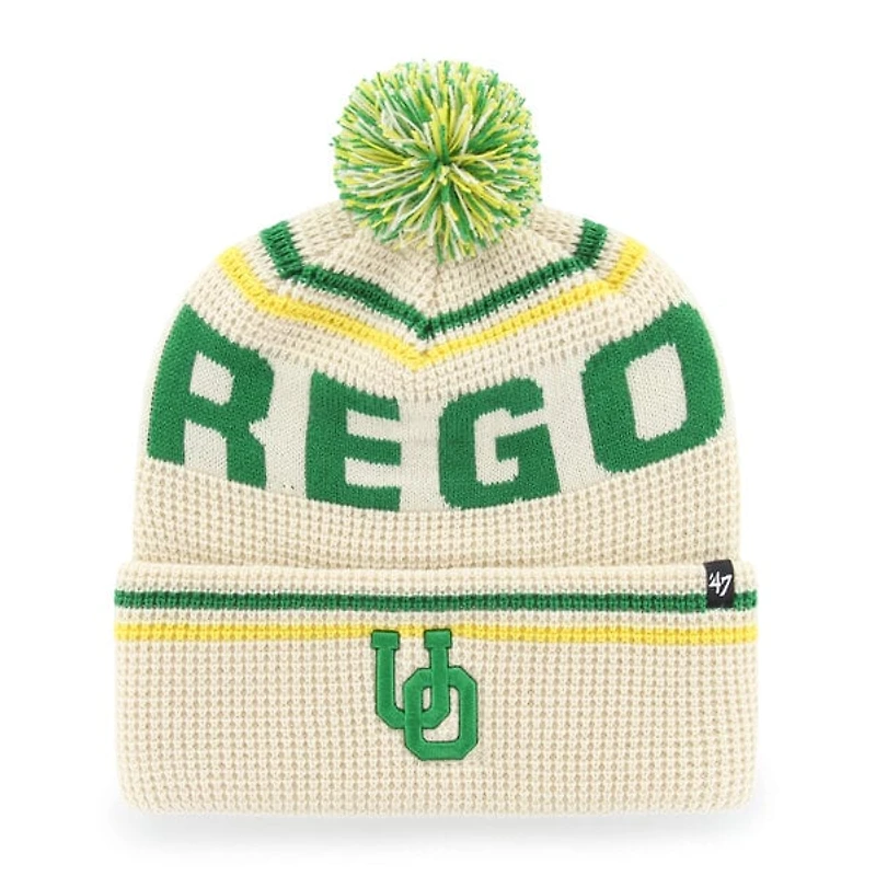 Unisex '47 Cream Oregon Ducks Quattrle Waffle Cuffed Knit Hat with Pom