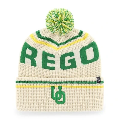 Unisex '47 Cream Oregon Ducks Quattrle Waffle Cuffed Knit Hat with Pom