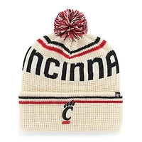 Unisex '47  Cream Cincinnati Bearcats Quattrle Waffle Cuffed Knit Hat with Pom