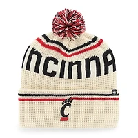 Unisex '47  Cream Cincinnati Bearcats Quattrle Waffle Cuffed Knit Hat with Pom