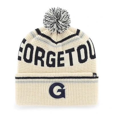 Unisex '47 Cream Georgetown Hoyas Quattrle Waffle Cuffed Knit Hat with Pom