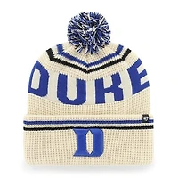 Unisex '47  Cream Duke Blue Devils Quattrle Waffle Cuffed Knit Hat with Pom