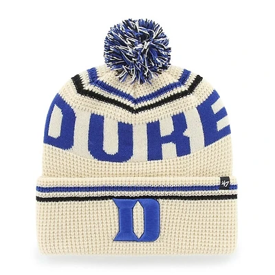 Unisex '47 Cream Duke Blue Devils Quattrle Waffle Cuffed Knit Hat with Pom