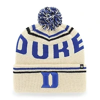 Unisex '47  Cream Duke Blue Devils Quattrle Waffle Cuffed Knit Hat with Pom
