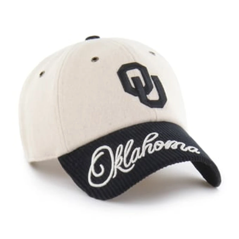 Women's '47 White/Black Oklahoma Sooners Rope Script Clean Up Adjustable Hat