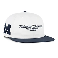 Men's '47 White/Navy Michigan Wolverines Script Stack Relaxed Captain Snapback Hat
