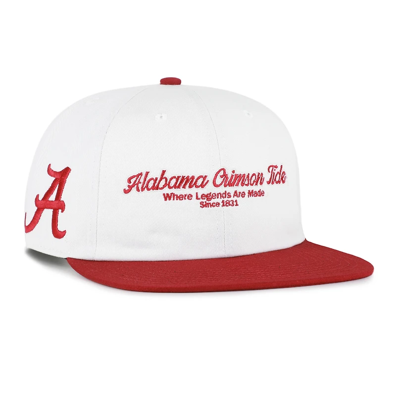 Men's '47 White/Crimson Alabama Crimson Tide Script Stack Relaxed Captain Snapback