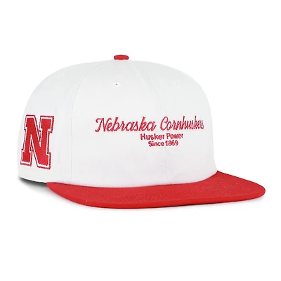 Men's '47 White/Scarlet Nebraska Huskers Script Stack Relaxed Captain Snapback Hat