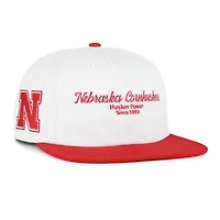 Men's '47 White/Scarlet Nebraska Huskers Script Stack Relaxed Captain Snapback Hat