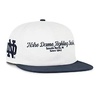 Men's '47 White/Navy Notre Dame Fighting Irish Script Stack Relaxed Captain Snapback Hat
