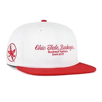 Men's '47 White/Scarlet Ohio State Buckeyes Script Stack Relaxed Captain Snapback Hat
