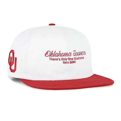 Men's '47 White/Crimson Oklahoma Sooners Script Stack Relaxed Captain Snapback Hat