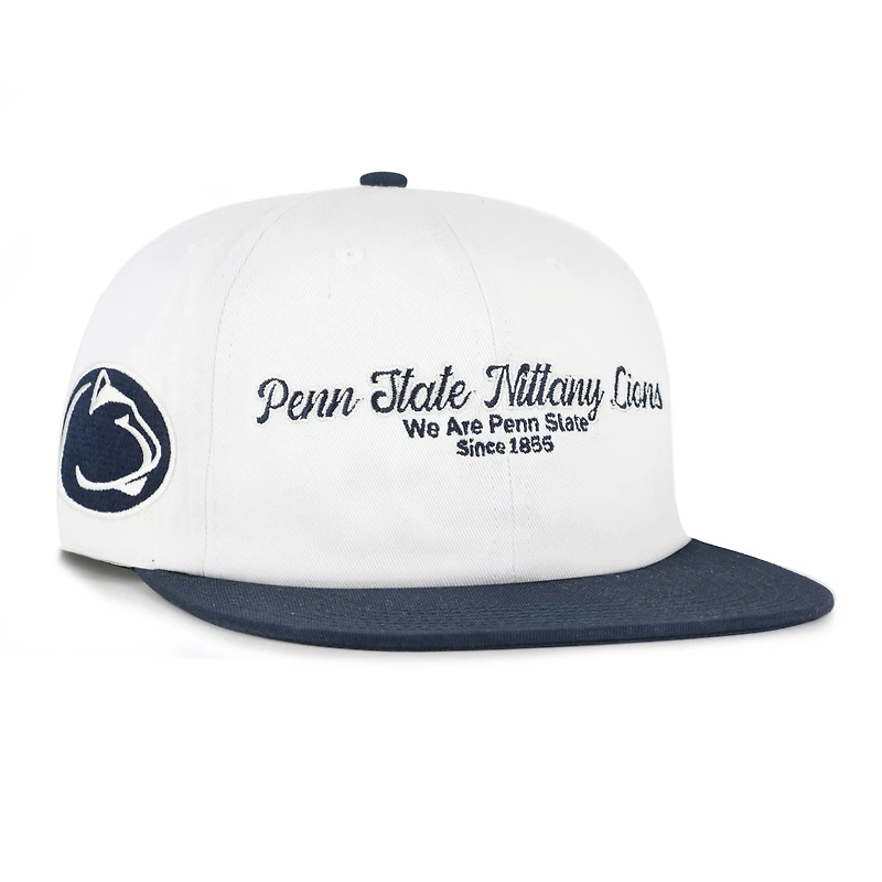 Men's '47 White/Navy Penn State Nittany Lions Script Stack Relaxed Captain Snapback Hat