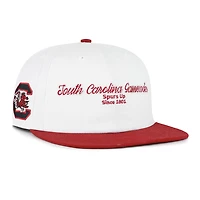 Men's '47 White/Garnet South Carolina Gamecocks Script Stack Relaxed Captain Snapback