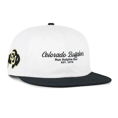 Men's '47 White/Black Colorado Buffaloes Script Stack Relaxed Captain Snapback Hat