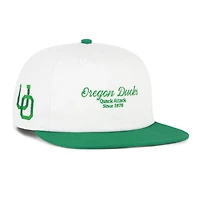 Men's '47 White/Green Oregon Ducks Script Stack Relaxed Captain Snapback Hat