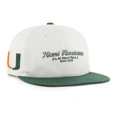 Men's '47 White/Green Miami Hurricanes Script Stack Relaxed Captain Snapback