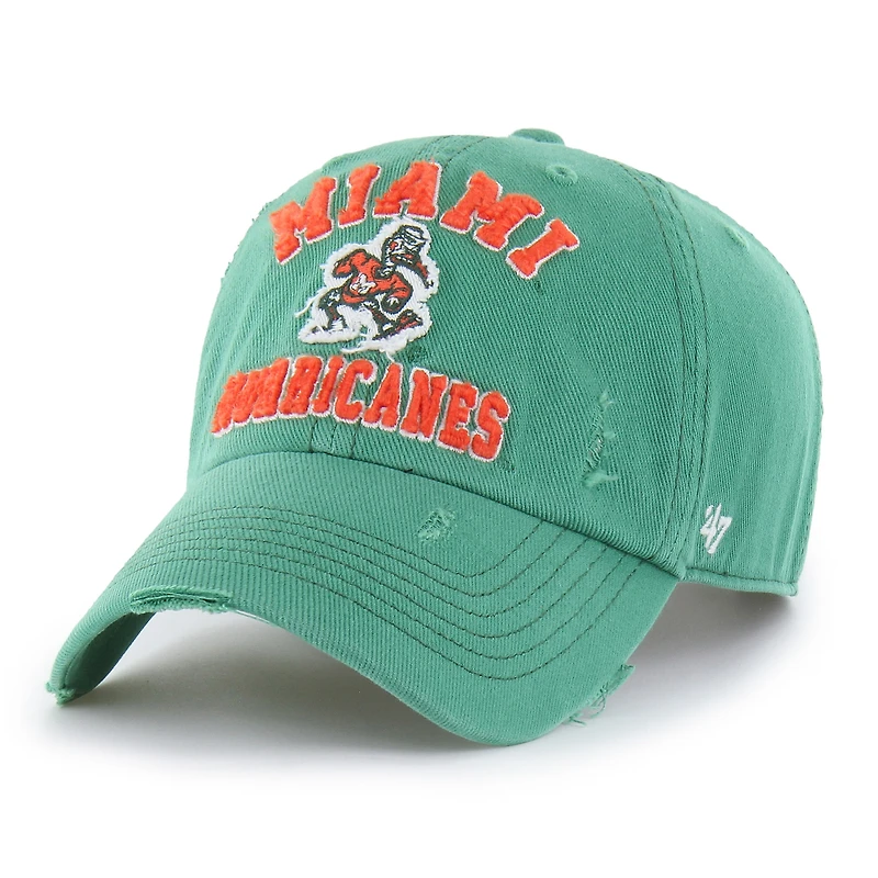 Unisex '47 Green Miami Hurricanes Well-Worn Seymore Clean Up Adjustable Hat