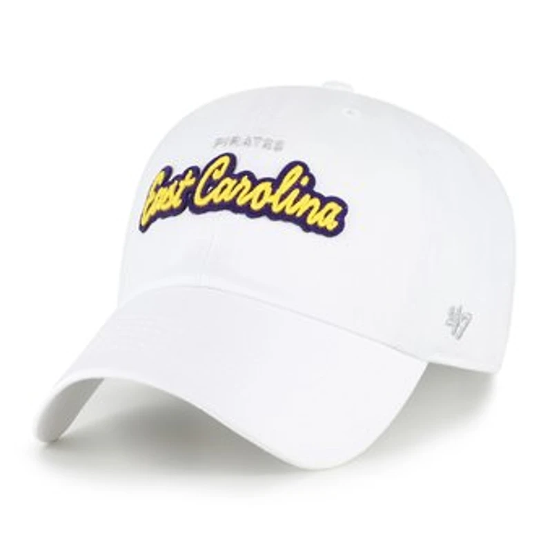 Women's '47 White ECU Pirates Trendy Script Clean Up Adjustable Hat
