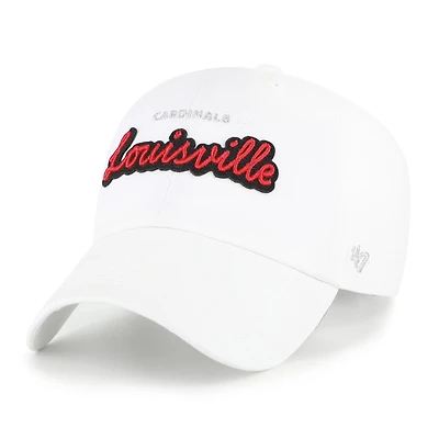 Women's '47 White Louisville Cardinals Trendy Script Clean Up Adjustable Hat