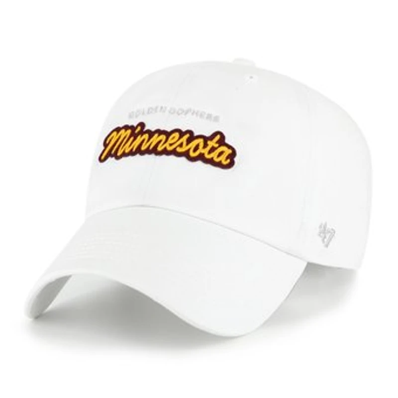 Women's '47 White Minnesota Golden Gophers Trendy Script Clean Up Adjustable Hat