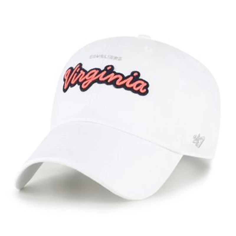 Women's '47 White Virginia Cavaliers Trendy Script Clean Up Adjustable Hat