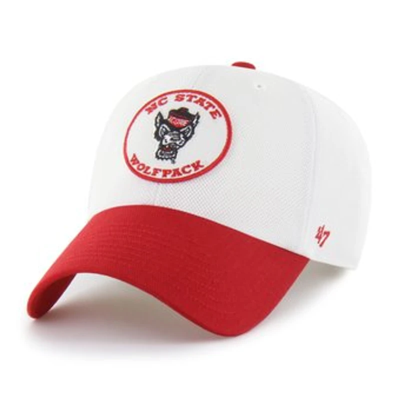 Unisex '47 White/Red NC State Wolfpack Pique Patch Clean Up Adjustable Hat