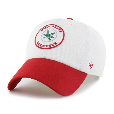 Unisex '47 White/Scarlet Ohio State Buckeyes Pique Patch Clean Up Adjustable Hat