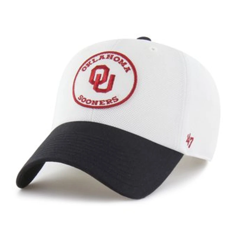 Unisex '47 White/Black Oklahoma Sooners Pique Patch Clean Up Adjustable Hat