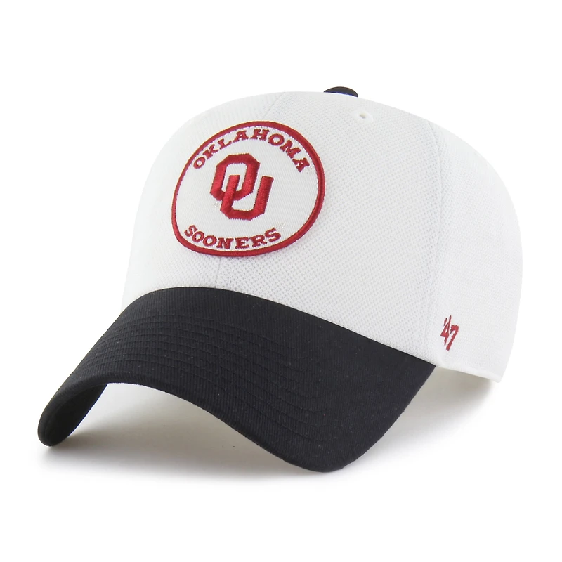 Unisex '47 White/Black Oklahoma Sooners Pique Patch Clean Up Adjustable Hat