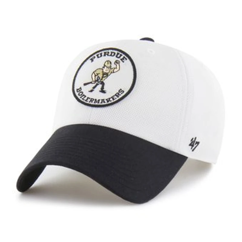 Unisex '47 White/Black Purdue Boilermakers Pique Patch Clean Up Adjustable Hat