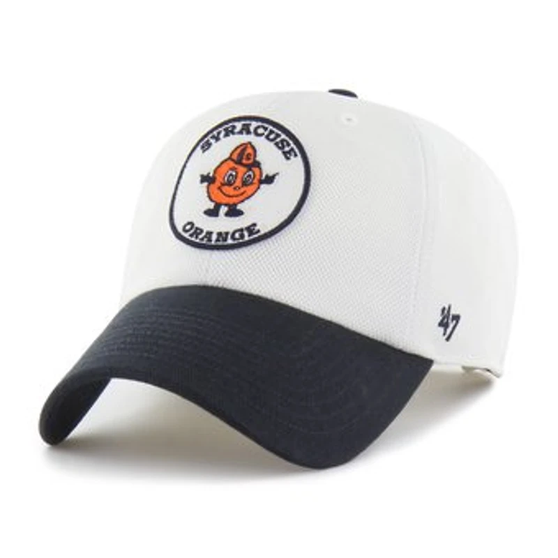 Unisex '47 White/Navy Syracuse Orange Pique Patch Clean Up Adjustable Hat