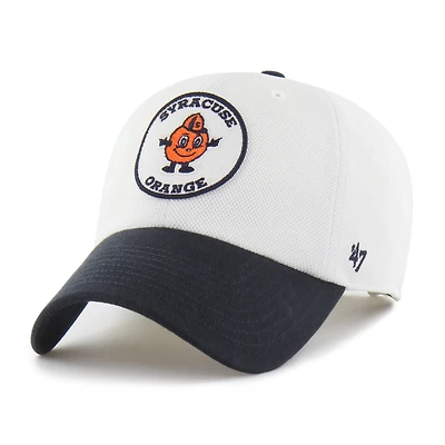 Unisex '47 White/Navy Syracuse Orange Pique Patch Clean Up Adjustable Hat