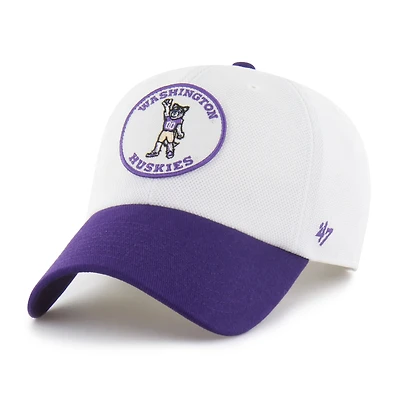 Unisex '47 White/Purple Washington Huskies Pique Patch Clean Up Adjustable Hat