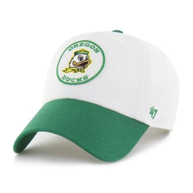 Unisex '47 White/Green Oregon Ducks Pique Patch Clean Up Adjustable Hat