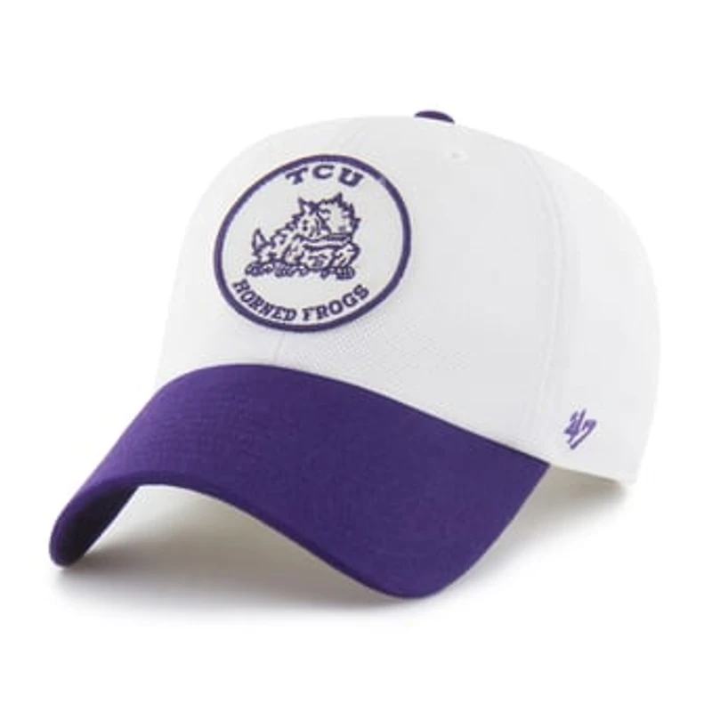 Unisex '47 White/Purple TCU Horned Frogs Pique Patch Clean Up Adjustable Hat